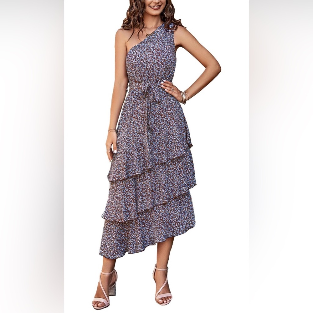 Casual One-Shoulder Floral Dress